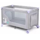 Utazó gyerekágy, Ricokids RK-240, szürke-levendula, 125 x 65 cm, magasság: 78 cm, levehető oldalsó bejárat, 2 fékezhető kerék, összecsukható, matraccal, teherbírás: 15 kg