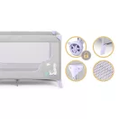 Utazó gyerekágy, Ricokids RK-240, szürke-levendula, 125 x 65 cm, magasság: 78 cm, levehető oldalsó bejárat, 2 fékezhető kerék, összecsukható, matraccal, teherbírás: 15 kg