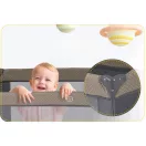 Utazó gyerekágy, Ricokids RK-241, antracit, 125 x 65 cm, magasság: 78 cm, levehető oldalsó bejárat, 2 fékezhető kerék, összecsukható, matraccal, pelenkázóasztallal, napellenzővel, teherbírás: 15 kg