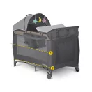 Utazó gyerekágy, Ricokids RK-241, antracit, 125 x 65 cm, magasság: 78 cm, levehető oldalsó bejárat, 2 fékezhető kerék, összecsukható, matraccal, pelenkázóasztallal, napellenzővel, teherbírás: 15 kg