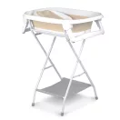 Utazó babakád, Nukido NK-279, bézs/fehér, 76 x 47,5 cm, összecsukható, hőmérővel, kivehető betéttel, állvánnyal, teherbírás: 50 kg, teherbírás betéttel: 20 kg