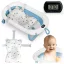 Utazó gyerekkád, Ricokids RK-287, fehér/kék, 85 x 45 cm, 45 l, összecsukható, hőmérővel, hőérzékelős dugóval, kivehető párnával, teherbírás: 45 kg, 0-3 éves korig