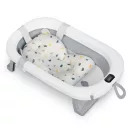 Utazó gyerekkád, Ricokids RK-287, fehér/szürke, 85 x 45 cm, 45 l, összecsukható, hőmérővel, hőérzékelős dugóval, kivehető párnával, teherbírás: 45 kg, 0-3 éves korig