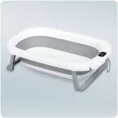 Utazó gyerekkád, Ricokids RK-287, fehér/szürke, 85 x 45 cm, 45 l, összecsukható, hőmérővel, hőérzékelős dugóval, kivehető párnával, teherbírás: 45 kg, 0-3 éves korig