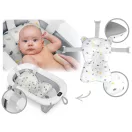 Utazó gyerekkád, Ricokids RK-287, fehér/szürke, 85 x 45 cm, 45 l, összecsukható, hőmérővel, hőérzékelős dugóval, kivehető párnával, teherbírás: 45 kg, 0-3 éves korig