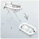 Utazó gyerekkád, Ricokids RK-287, fehér/szürke, 85 x 45 cm, 45 l, összecsukható, hőmérővel, hőérzékelős dugóval, kivehető párnával, állvánnyal, teherbírás: 45 kg, 0-3 éves korig