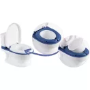 Gyerek bili, Ricokids RK-290, fehér/kék, WC-szerű kialakítás, fedéllel, kivehető tartállyal, csúszásgátló talp, stabil, műanyag, hangjelzéssel, teherbírás: 50 kg, elemes (2 x AAA - nem tartozék)