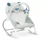 Gyerek pihenőszék, Ricokids, szürke, 53 x 39 cm, levehető játékhíd, 2 fokozatú dönthetőség, mosható huzat, hárompontos biztonsági öv, vibrációs, elemes (LR20 1,5 V, nem tartozék), 9 / 18 kg teherbírás