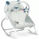 Gyerek pihenőszék, Ricokids, szürke, 53 x 39 cm, levehető játékhíd, 2 fokozatú dönthetőség, mosható huzat, hárompontos biztonsági öv, vibrációs, elemes (LR20 1,5 V, nem tartozék), 9 / 18 kg teherbírás