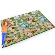   Játszószőnyeg, Ricokids RK-343, állatkerti jelenet, 200 x 120 cm, színezhető, letörölhető, vízálló, feltekerhető, EVA hab, filctoll készlettel, 0,3 cm vastag