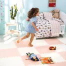 Játszószőnyeg, Ricokids 738201, fehér/barack, 120 x 120 cm, 4 db-os kirakós szett, összeilleszthető elemek, vastagság: 1 cm, EVA hab