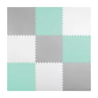   Játszószőnyeg, Ricokids 738232, fehér/szürke/türkiz, 180 x 180 cm, 9 db-os kirakós szett, összeilleszthető elemek, vastagság: 1 cm, EVA hab