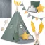 Gyereksátor, Nukido NK-406 Tipi, 116 x 116 x 165 cm, zöld, 3 párna, vastag csúszásgátlós matrac, stabilizátor, fenyőfa rudak