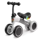 Négykerekű futóbicikli, Nukido NK-600, szürke, EVA habkerekek 14 cm, acél váz, ülésmagasság: 27 cm, puha ülés, gumírozott markolat