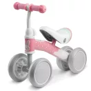 Négykerekű futóbicikli, Nukido NK-600, fehér/rózsaszín, EVA habkerekek 14 cm, acél váz, ülésmagasság: 27 cm, puha ülés, gumírozott markolat