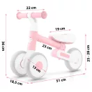 Háromkerekű futóbicikli, Nukido NK-603, rózsaszín, EVA habkerekek 15 cm, állítható ülésmagasság 25–28 cm, kormányfordulás határoló, 12 hónapos kortól