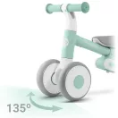 Háromkerekű futóbicikli, Nukido NK-603, türkiz, EVA habkerekek 15 cm, állítható ülésmagasság 25–28 cm, kormányfordulás határoló, 12 hónapos kortól