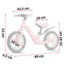 Kétkerekű futóbicikli, Ricokids Funnu, rózsaszín, magnézium váz, EVA habkerekek 29 cm, állítható ülésmagasság 35-42 cm, gumírozott markolatok ütközőkkel, könnyű (TE760503)