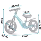 Kétkerekű futóbicikli, Ricokids Funnu, kék, magnézium váz, EVA habkerekek 29 cm, állítható ülésmagasság 35-42 cm, gumírozott markolatok ütközőkkel, könnyű