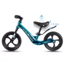 Kétkerekű futóbicikli, Ricokids Funnu, kék, magnézium váz, EVA habkerekek 29 cm, állítható ülésmagasság 35-42 cm, gumírozott markolatok ütközőkkel, könnyű