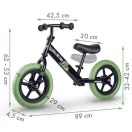Kétkerekű futóbicikli, Ricokids RK-607, fekete, acél váz, EVA habkerekek 29 cm, állítható ülésmagasság 32-42 cm, csúszásmentes markolatok ütközőkkel, könnyű