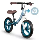 Kétkerekű futóbicikli, Ricokids Fun Adventure, türkiz, acél váz, EVA hab kerekek 29 cm, állítható ülésmagasság 32–42 cm, hátsó fék, ultrakönnyű