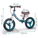 Kétkerekű futóbicikli, Ricokids Fun Adventure, türkiz, acél váz, EVA hab kerekek 29 cm, állítható ülésmagasság 32–42 cm, hátsó fék, ultrakönnyű