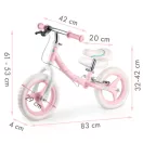 Kétkerekű futóbicikli, Ricokids Fun Adventure, rózsaszín, acél váz, EVA hab kerekek 29 cm, állítható ülésmagasság 32-42 cm, hátsó fék, ultrakönnyű (TE760801)