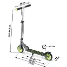 Gyerek roller, Ricokids Kodi, zöld, 14,5 cm PU kerekek, összecsukható, állítható kormány, kézifék és lábfék, ABEC-7 csapágy, 3–8 éveseknek, max. 50 kg