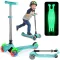 Háromkerekű roller, Ricokids Glow, türkiz, LED világítás a kerekekben, sötétben világító állófelület, balanszos irányítás, állítható alumínium kormány, EN 71, max. 50 kg