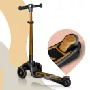 Háromkerekű roller, Nukido Flippo, arany, LED világítás a kerekekben, balanszos irányítás, levehető és állítható ülés, alumínium kormány, max. 50 kg