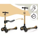 Háromkerekű roller, Nukido Flippo, arany, LED világítás a kerekekben, balanszos irányítás, levehető és állítható ülés, alumínium kormány, max. 50 kg