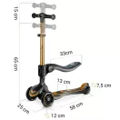 Háromkerekű roller, Nukido Flippo, arany, LED világítás a kerekekben, balanszos irányítás, levehető és állítható ülés, alumínium kormány, max. 50 kg