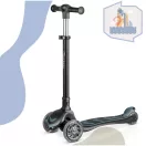 Háromkerekű roller, Nukido Flippo, fekete, LED világítás a kerekekben, balanszos irányítás, levehető és állítható ülés, alumínium kormány, max. 50 kg