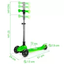 Háromkerekű roller, Ricokids Jelly, zöld, LED világítás a kerekekben és a fellépőben, balanszos irányítás, állítható alumínium kormány, max. 50 kg