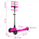 Háromkerekű roller, Ricokids Jelly, rózsaszín, LED világítás a kerekekben és a fellépőben, balanszos irányítás, állítható alumínium kormány, max. 50 kg
