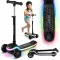 Háromkerekű roller, Ricokids Leddi, fekete, LED világítás a fellépőben, balanszos irányítás, állítható fém kormány, max. 35 kg