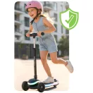 Háromkerekű roller, Ricokids Leddi, fekete, LED világítás a fellépőben, balanszos irányítás, állítható fém kormány, max. 35 kg