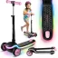 Háromkerekű roller, Ricokids Leddi, fekete/rózsaszín, LED világítás a fellépőben, balanszos irányítás, állítható fém kormány, max. 35 kg