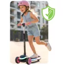 Háromkerekű roller, Ricokids Leddi, fekete/rózsaszín, LED világítás a fellépőben, balanszos irányítás, állítható fém kormány, max. 35 kg