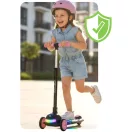 Háromkerekű roller, Ricokids Glowi, fekete/rózsaszín, LED világítás a fellépőben, balanszos irányítás, állítható fém kormány, max. 35 kg