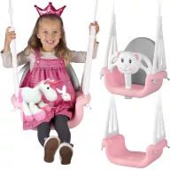   Gyerek hinta, Ricokids, rózsaszín, maci minta, kötélmagasság: 130-160 cm, átalakítható, teherbírás: 30 kg, téglalap alakú