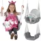 Gyerek hinta, Ricokids, szürke/fehér, elefánt minta, állítható kötélmagasság: 130-160 cm, átalakítható, teherbírás: 30 kg, téglalap alakú
