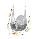 Gyerek hinta, Ricokids, szürke/fehér, elefánt minta, állítható kötélmagasság: 130-160 cm, átalakítható, teherbírás: 30 kg, téglalap alakú