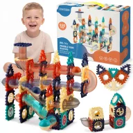   Építőjáték készlet, Ricokids RK-765, 110 db, színes, golyópálya elemekkel, oktató, készségfejlesztő