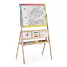Mágneses rajztábla, Ricokids, 104 x 67 x 38 cm, kétoldalas (mágneses és krétás tábla), forgatható, beépített óra és abakusz