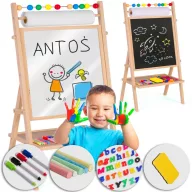   Mágneses rajztábla, Ricokids, 80 x 40 x 28 cm, kétoldalas (mágneses és krétás tábla), forgatható, 20 m papírtekercs, abakusz