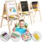 Mágneses rajztábla, Ricokids, 62 x 28 x 44 cm, kétoldalas (mágneses és krétás tábla), összecsukható, forgatható, kivehető tábla, számolókeret, kiegészítőkkel