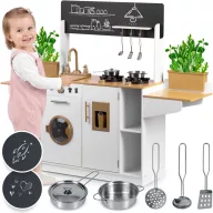  Játékkonyha, Ricokids RC-836, 70 x 29,5 x 98 cm, fa és MDF, interaktív elemekkel, rozsdamentes acél tartozékokkal