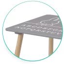 Fa játékasztal, Ricokids RC-847, asztal + 2 szék, fa és MDF, nyuszi motívum, ábécés asztallap, UV-álló, nem mérgező festék, 80 kg teherbírás